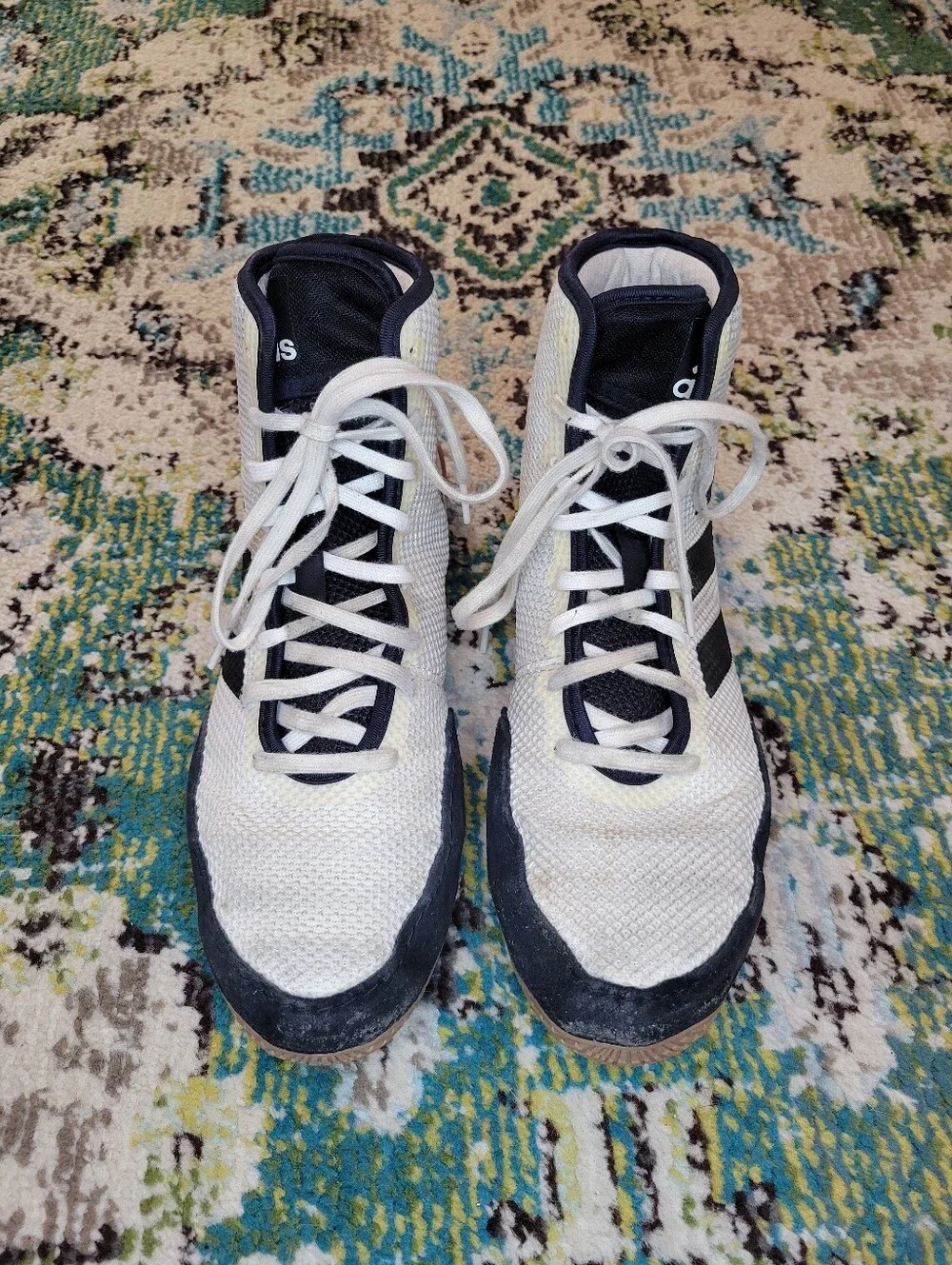 Adidas Tech Fall 2.0 Black And White Wrestling Shoes, Size Mens 9